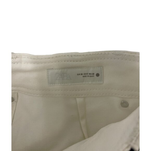 Zara Womens The ZW Jeans EU 38 US 6 Tailored Wide Leg White Denim 5474/043 NWT - Picture 4 of 12
